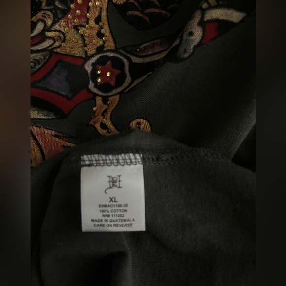 ED HARDY Rhinestone 100% Cotton Garment Washed Short Slv Graphic T-shirt Unisex - Picture 12 of 12